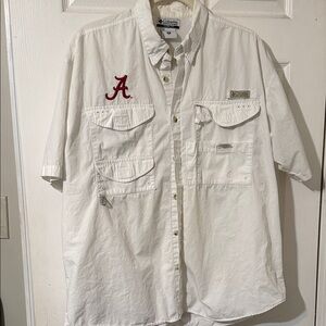 Columbia Men's White Casual Shirt with Red Alabama Logo